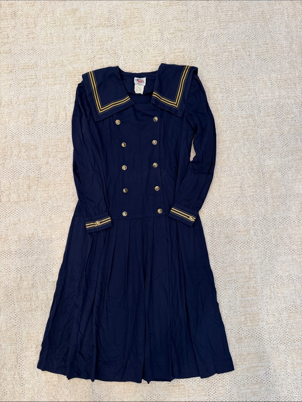 Vintage 80s Dress.20s Style Sailor Dress.Lanz Dress Navy Blue Sailor Dress Sz 8 - Picture 7 of 15